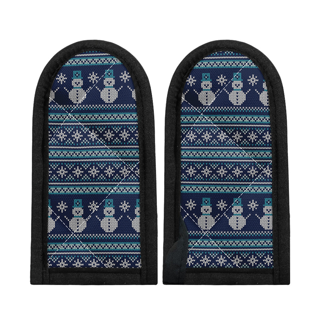Christmas Snowman Knitted Pattern Print Skillet Handle Cover