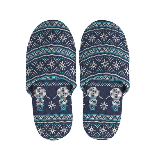 Christmas Snowman Knitted Pattern Print Slippers