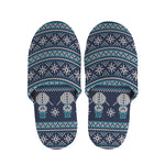 Christmas Snowman Knitted Pattern Print Slippers