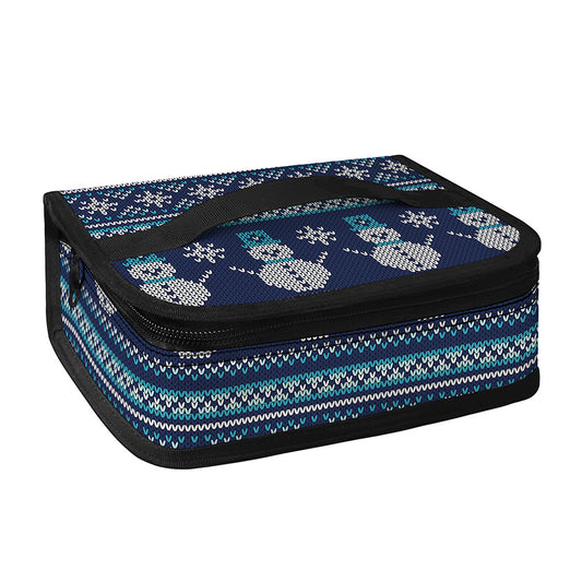 Christmas Snowman Knitted Pattern Print Small Lunch Bag