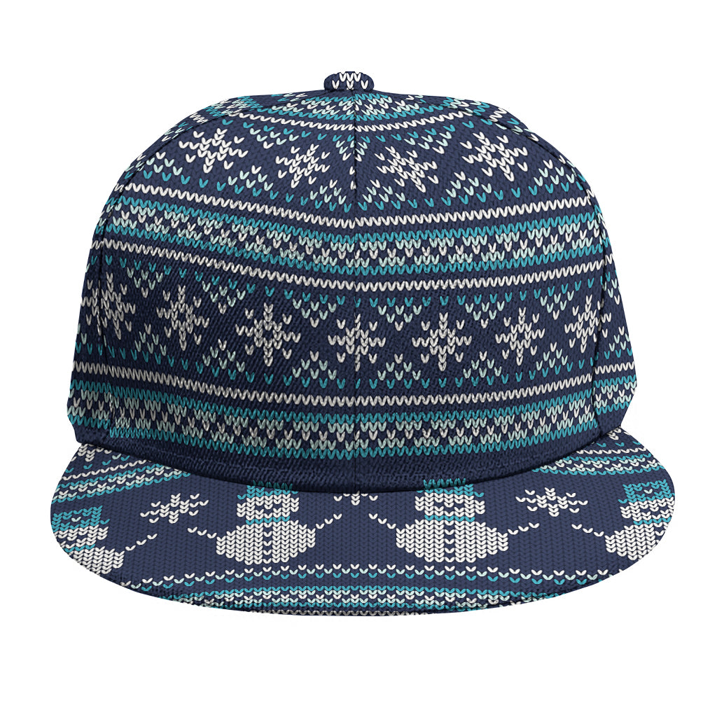 Christmas Snowman Knitted Pattern Print Snapback Cap