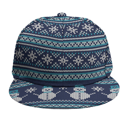 Christmas Snowman Knitted Pattern Print Snapback Cap