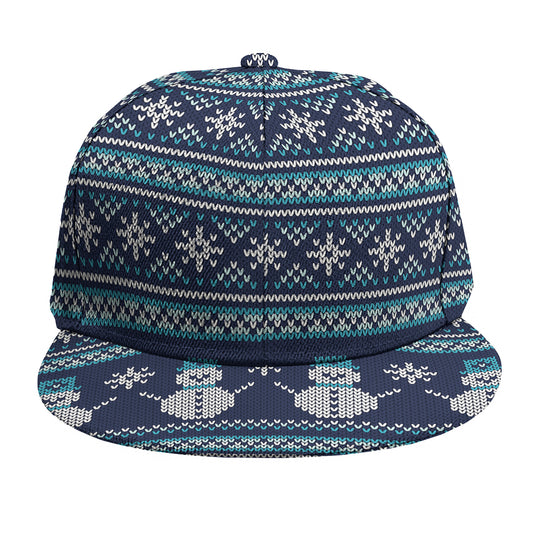 Christmas Snowman Knitted Pattern Print Snapback Cap