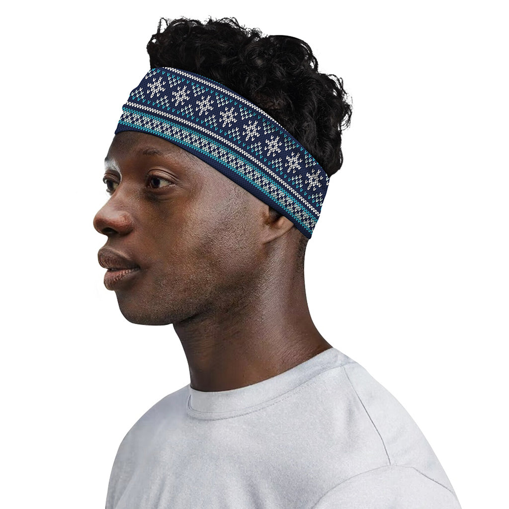 Christmas Snowman Knitted Pattern Print Sports Headband
