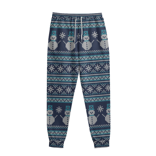 Christmas Snowman Knitted Pattern Print Sweatpants