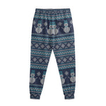 Christmas Snowman Knitted Pattern Print Sweatpants
