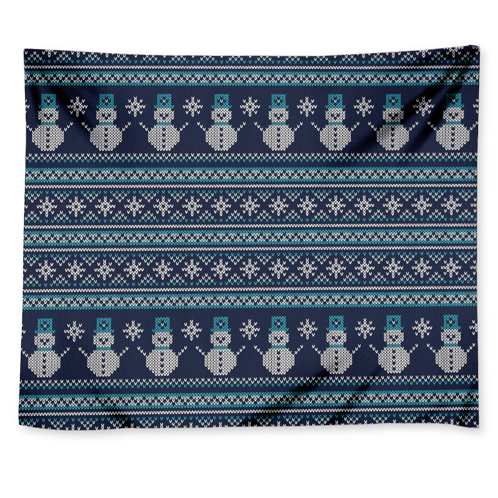 Christmas Snowman Knitted Pattern Print Tapestry
