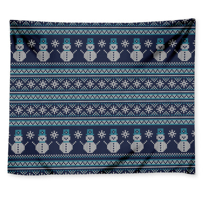 Christmas Snowman Knitted Pattern Print Tapestry