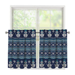Christmas Snowman Knitted Pattern Print Tier Curtains