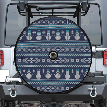 Christmas Snowman Knitted Pattern Print Tire Cover With Camera Hole