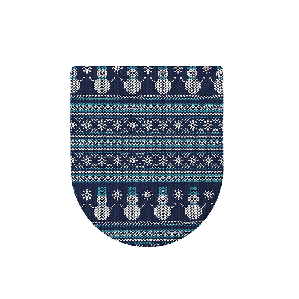 Christmas Snowman Knitted Pattern Print Toilet Lid Cover