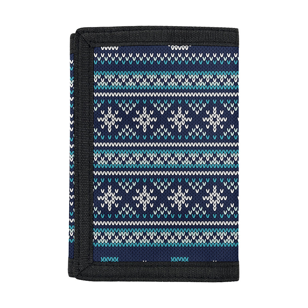 Christmas Snowman Knitted Pattern Print Trifold Wallet