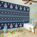 Christmas Snowman Knitted Pattern Print Wall Sticker