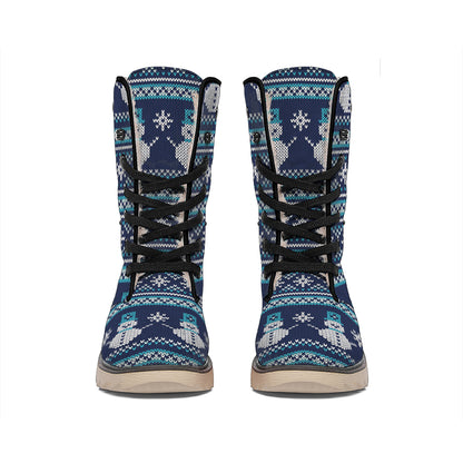 Christmas Snowman Knitted Pattern Print Winter Boots