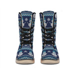 Christmas Snowman Knitted Pattern Print Winter Boots