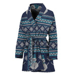 Christmas Snowman Knitted Pattern Print Women's Bathrobe