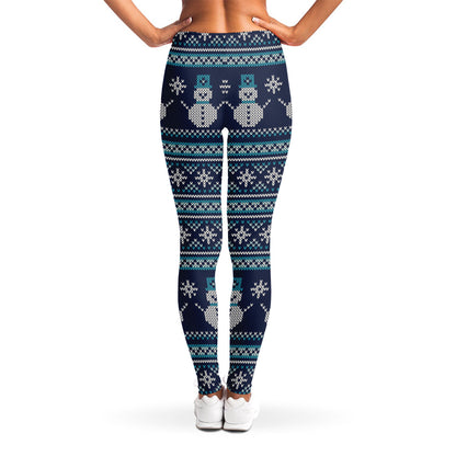 Christmas Snowman Knitted Pattern Print Women's Leggings