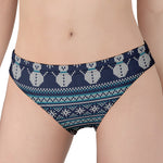 Christmas Snowman Knitted Pattern Print Women's Panties