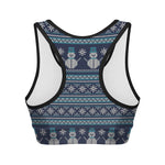 Christmas Snowman Knitted Pattern Print Women's Sports Bra