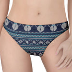 Christmas Snowman Knitted Pattern Print Women's Thong