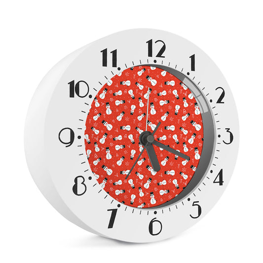 Christmas Snowman Pattern Print Alarm Clock