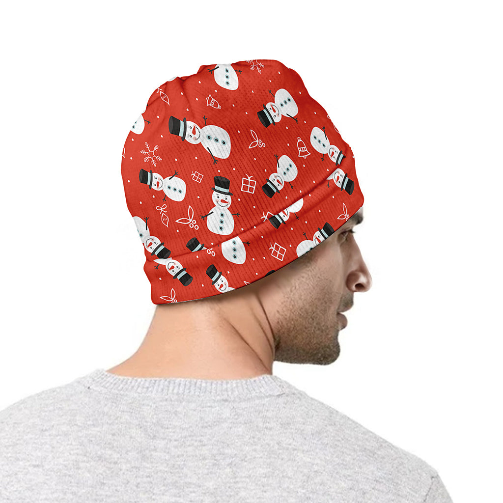 Christmas Snowman Pattern Print Beanie