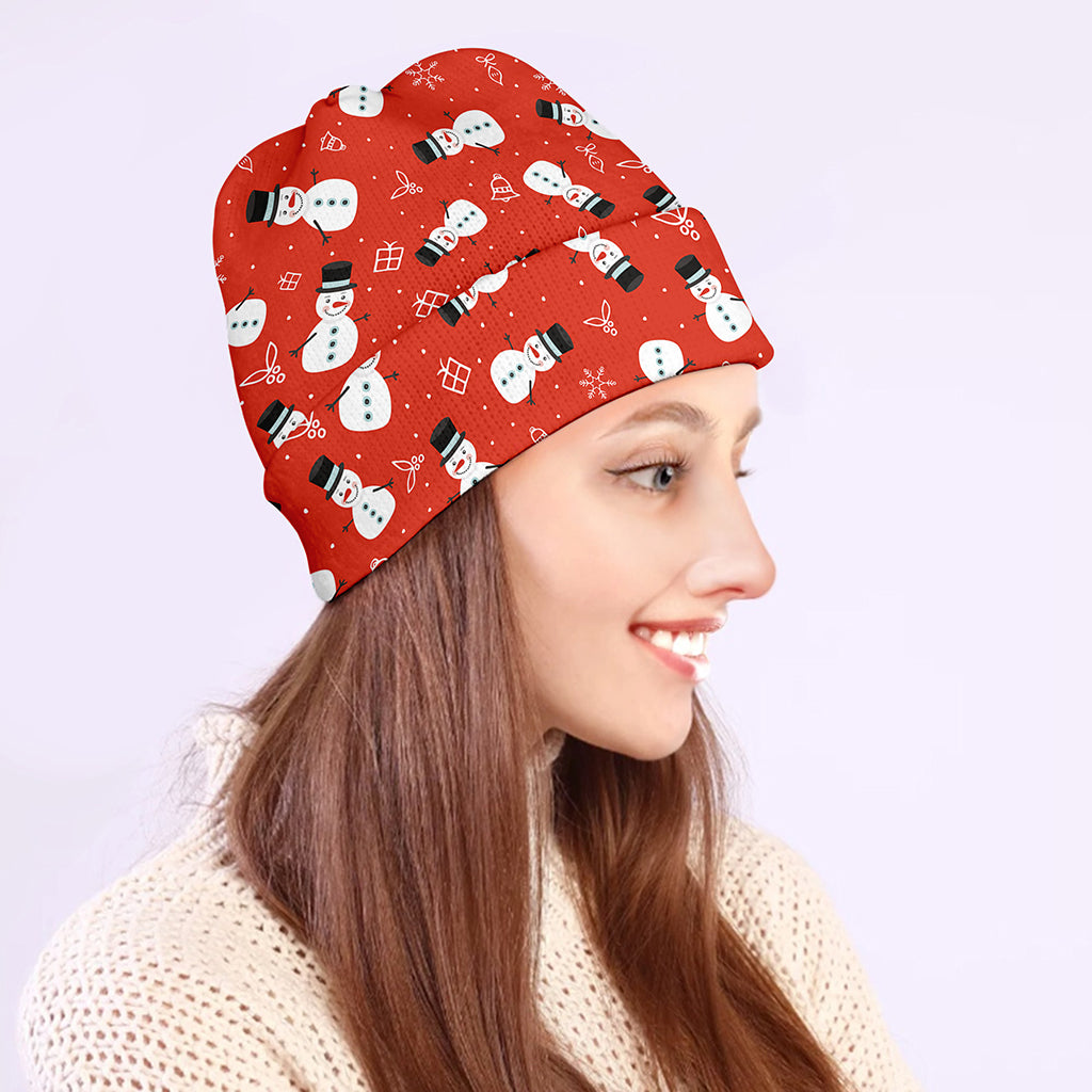 Christmas Snowman Pattern Print Beanie