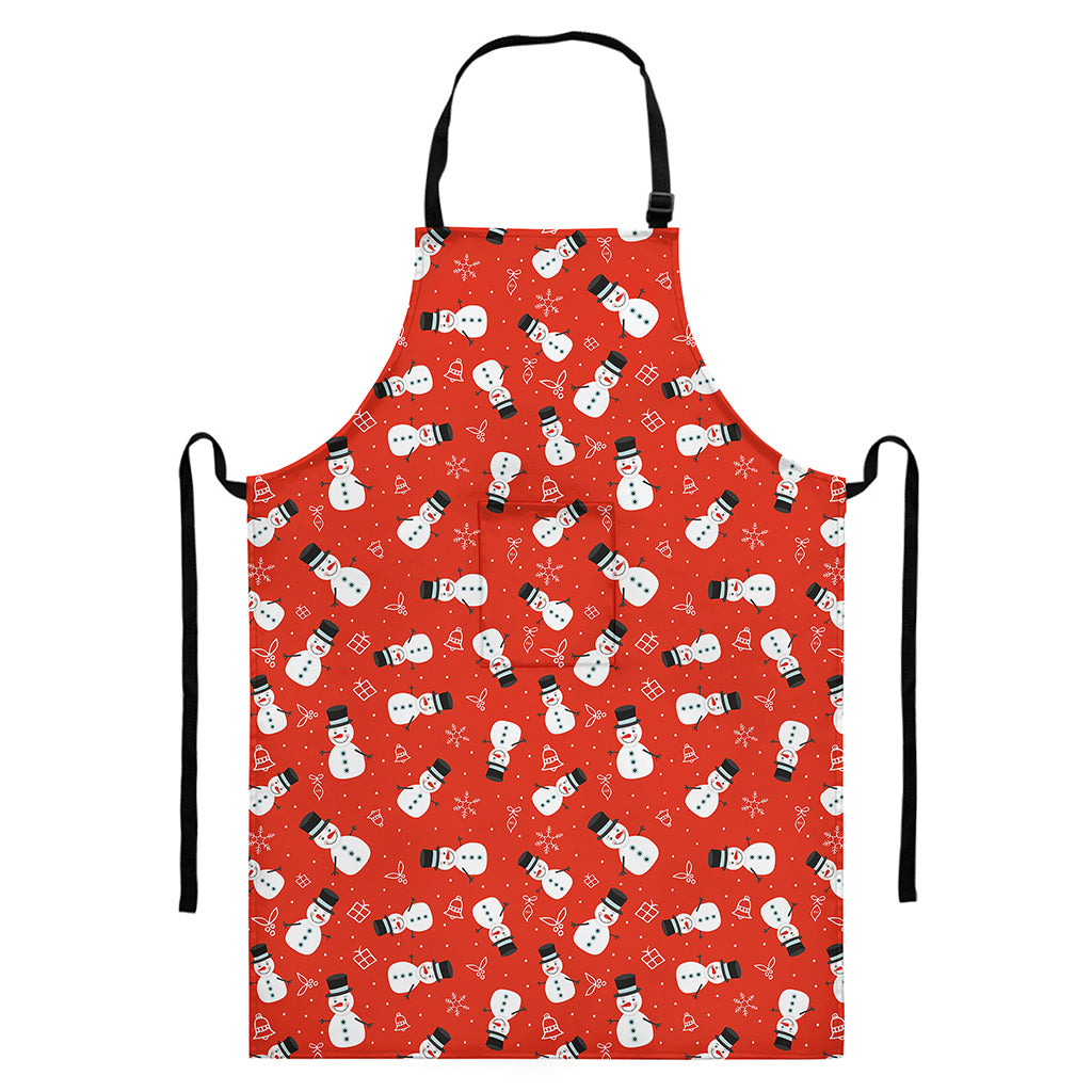 Christmas Snowman Pattern Print Bib Apron With Pocket