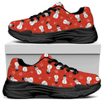 Christmas Snowman Pattern Print Black Chunky Shoes