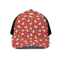 Christmas Snowman Pattern Print Black Mesh Trucker Hat