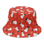 Christmas Snowman Pattern Print Bucket Hat