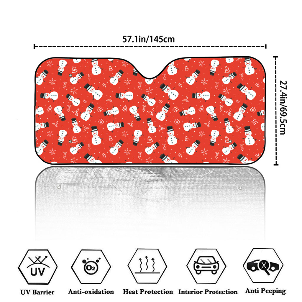 Christmas Snowman Pattern Print Car Windshield Sun Shade