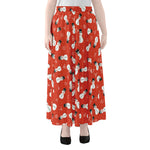 Christmas Snowman Pattern Print Chiffon Maxi Skirt