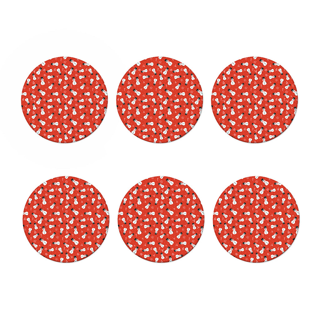 Christmas Snowman Pattern Print Coaster Set