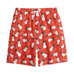 Christmas Snowman Pattern Print Cotton Shorts