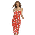 Christmas Snowman Pattern Print Cross Back Cami Dress