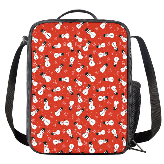 Christmas Snowman Pattern Print Crossbody Lunch Bag