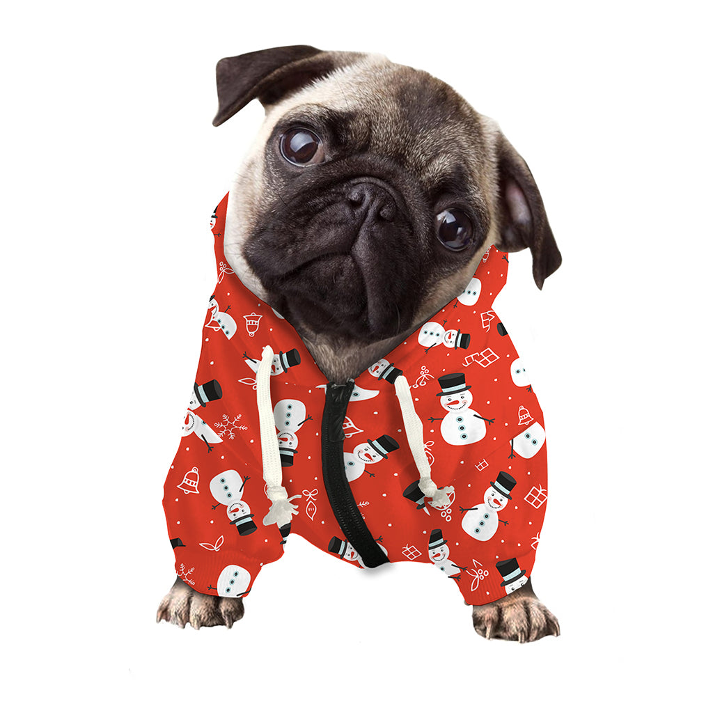 Christmas Snowman Pattern Print Dog Zip Up Hoodie