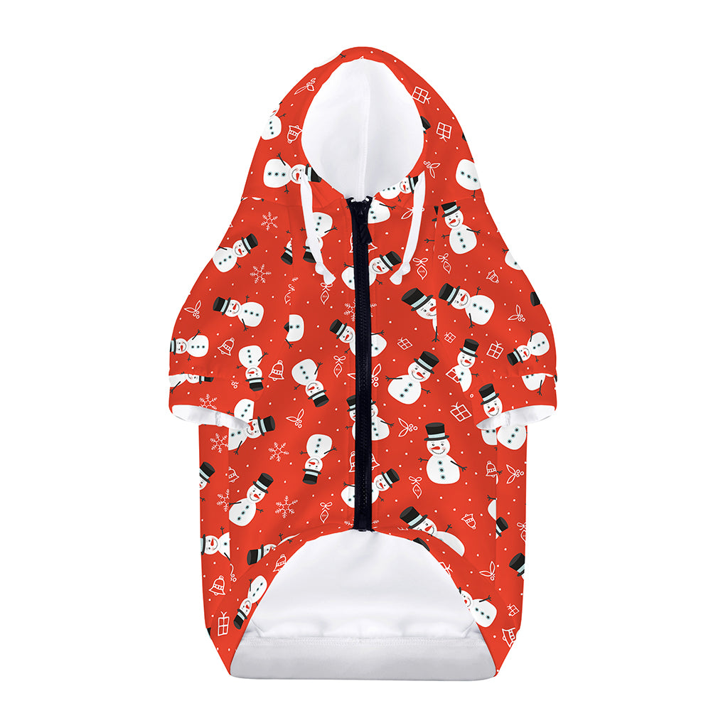 Christmas Snowman Pattern Print Dog Zip Up Hoodie