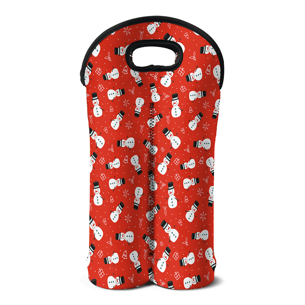 Christmas Snowman Pattern Print Double Neoprene Wine Tote