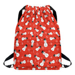 Christmas Snowman Pattern Print Drawstring Backpack
