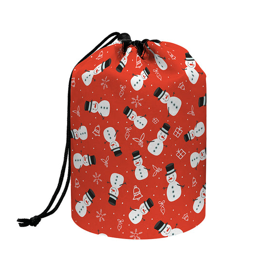 Christmas Snowman Pattern Print Drawstring Makeup Bag