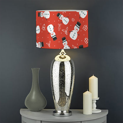 Christmas Snowman Pattern Print Drum Lamp Shade
