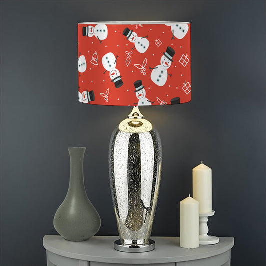 Christmas Snowman Pattern Print Drum Lamp Shade