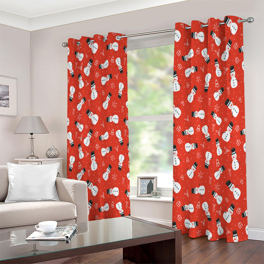 Christmas Snowman Pattern Print Extra Wide Grommet Curtains