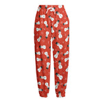 Christmas Snowman Pattern Print Fleece Lined Knit Pants