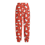 Christmas Snowman Pattern Print Fleece Lined Knit Pants