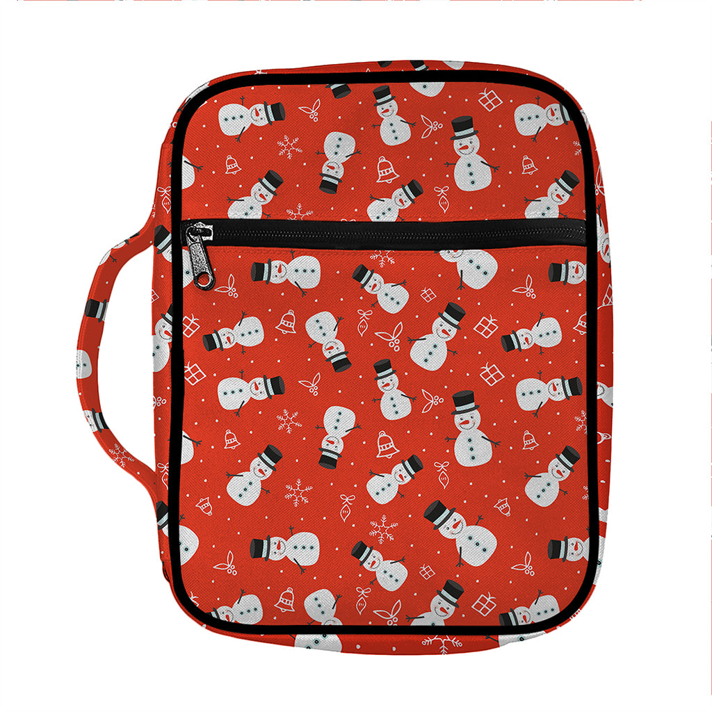 Christmas Snowman Pattern Print Front Pocket Bible Bag
