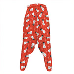 Christmas Snowman Pattern Print Hammer Pants