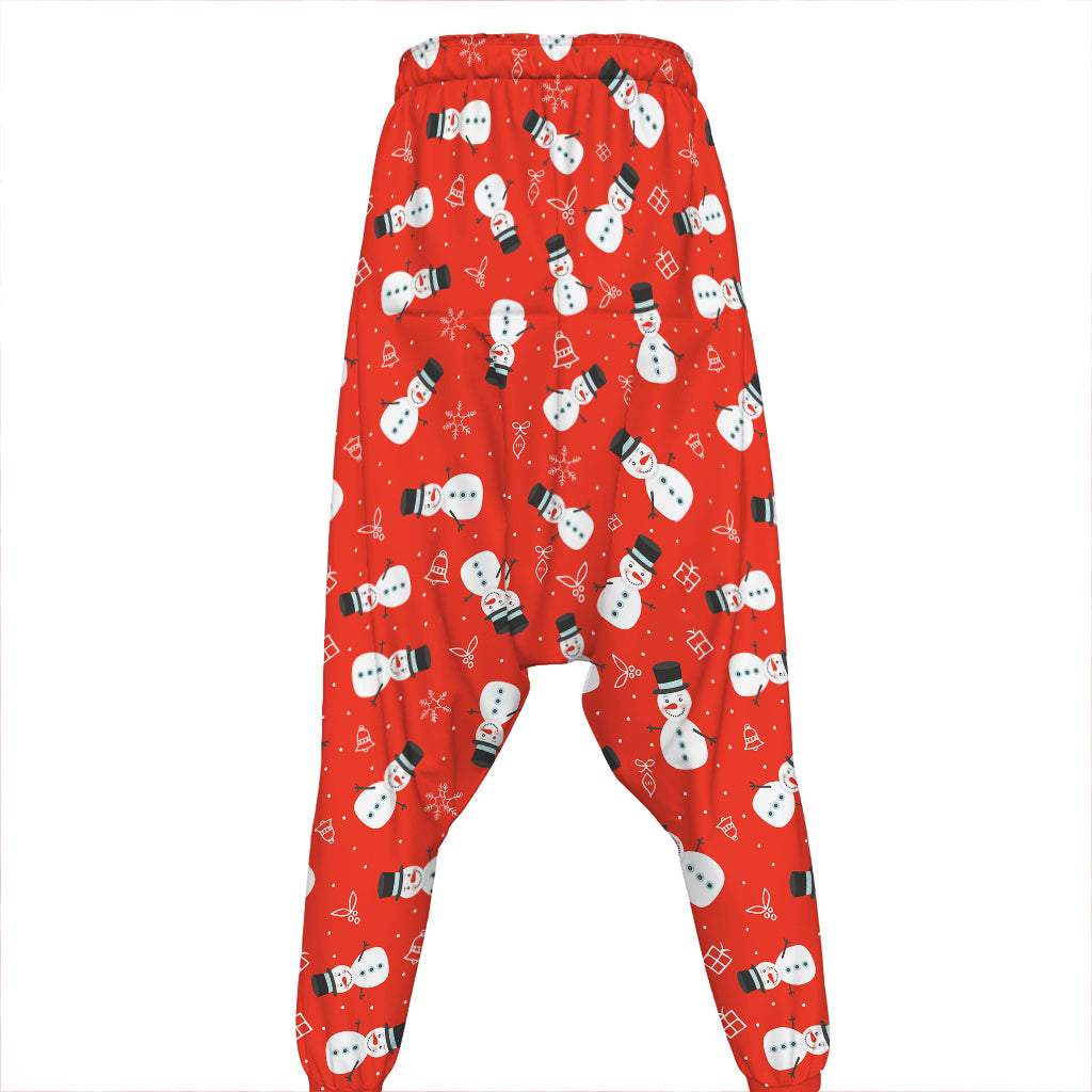 Christmas Snowman Pattern Print Hammer Pants